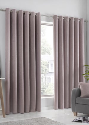Fusion Strata Dimout Pink Eyelet Curtains