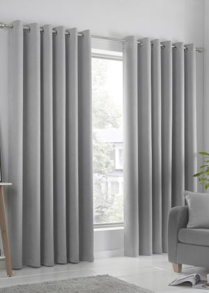 Fusion Strata Dimout Silver Eyelet Curtains