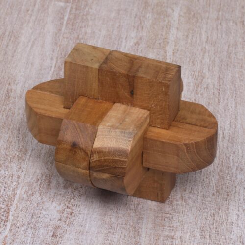 Artisan Crafted Upcycled Teak Wood Puzzle from Java, 'Focus'