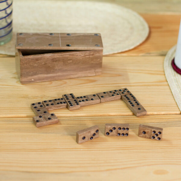 Brown Marble Domino Set from Mexico, 'Rise to the Challenge'