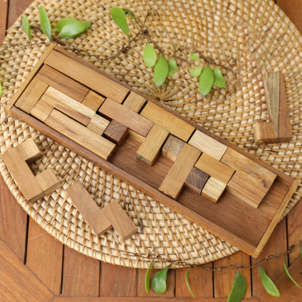 Hand Crafted Recycled Teak Wood Puzzle from Java, 'Tray of Fun'