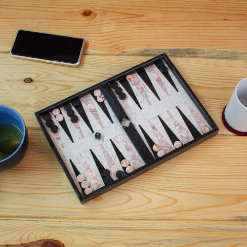 Hand Made Marble Backgammon Set from Mexico, 'Rustic Marble'