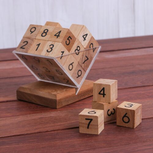 Hand Made Raintree Wood Sudoku Game from Thailand, 'Sudoku Fun'