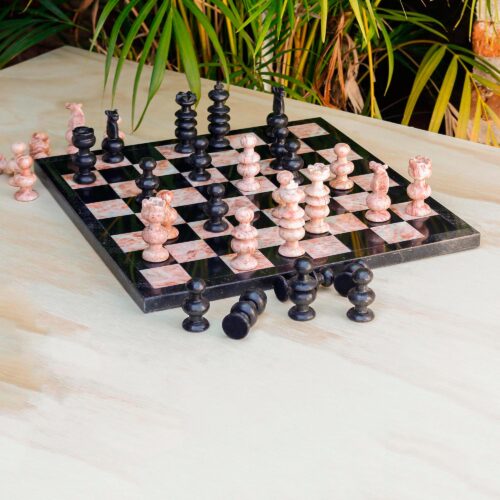 Handcrafted Marble Chess Set (Large), 'Glorious Battle'