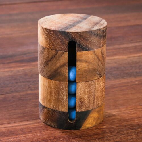 Handcrafted Wood Cylindrical Puzzle from Thailand, 'Spin to Win'