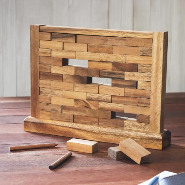 Handmade Multi Player Raintree Wood Game from Thailand, 'Stacking Wall'