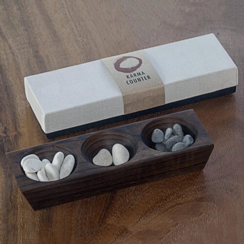 Handmade Sono Wood Karma Counter from Indonesia, 'My Day in Dark Brown'