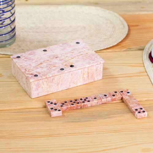 Light Rose Marble 28-Piece Domino Set Mexico, 'Pink Domino'