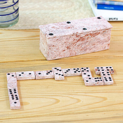 Pink Marble Domino Set from Mexico (6 Inch), 'Victorious Chance'