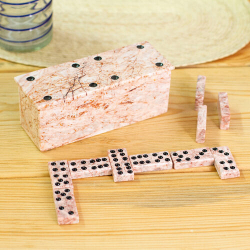 Pink Marble Domino Set from Mexico, 'Chance and Skill'