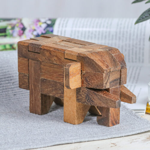 Rain Tree Wood Elephant Puzzle from Thailand, 'Elephant Puzzle'