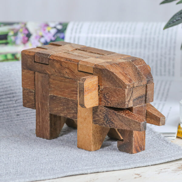 Rain Tree Wood Elephant Puzzle from Thailand, 'Elephant Puzzle'