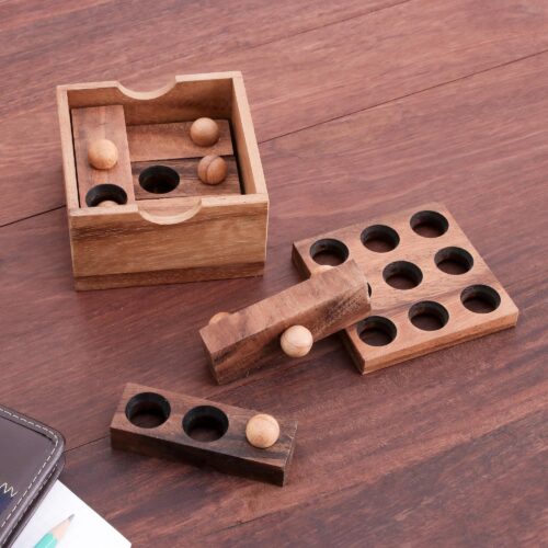 Raintree Wood Block Puzzle Crafted in Thailand, 'Game of Golf'