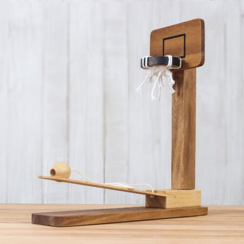 Raintree Wood Miniature Basketball Game from Thailand, 'Basketball Fun'