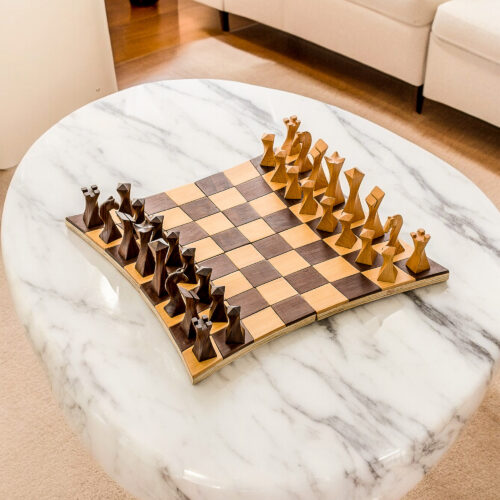 Tempisque and Salmwood Chess Set from Nicaragua, 'Twisted Battle'