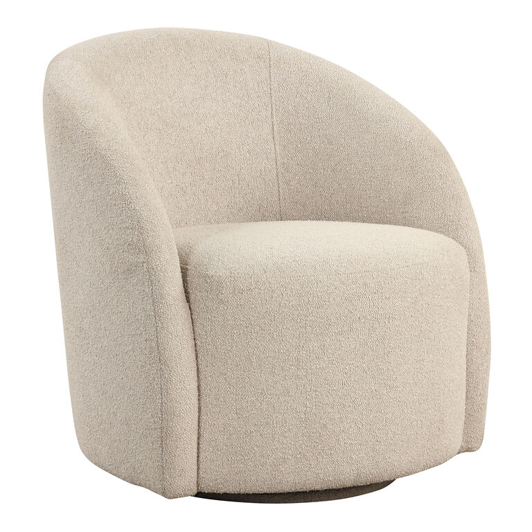 Brooksbank Khaki Boucle Curved Back Upholstered Swivel Chair
