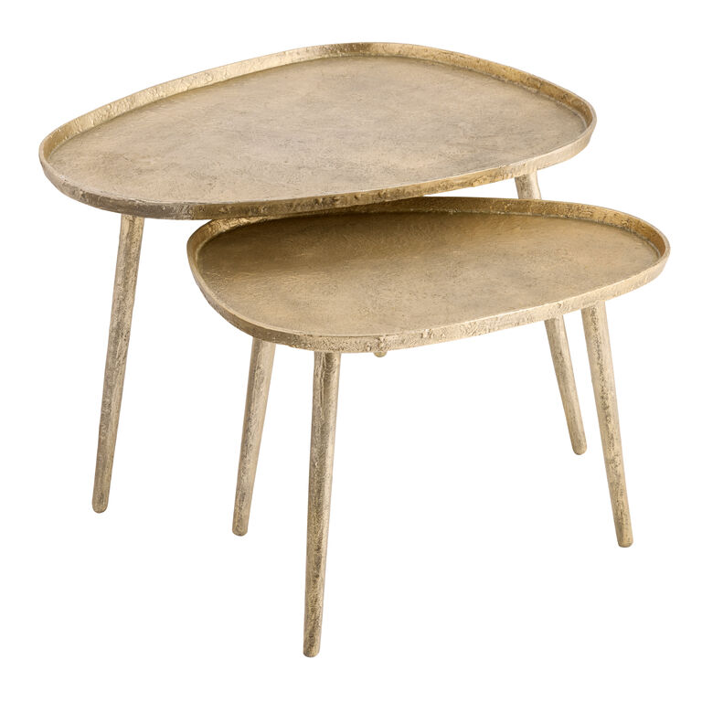 Castela Triangular Gold Metal Nesting Tables 2 Piece Set