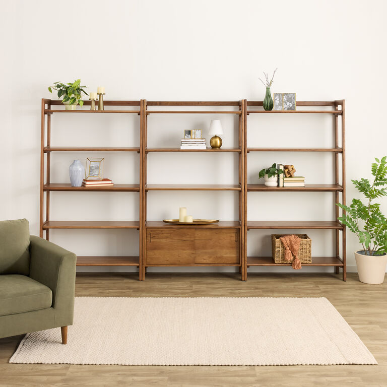Dane Modular Bookshelf Wall System with Cabinet 3 Piece Set