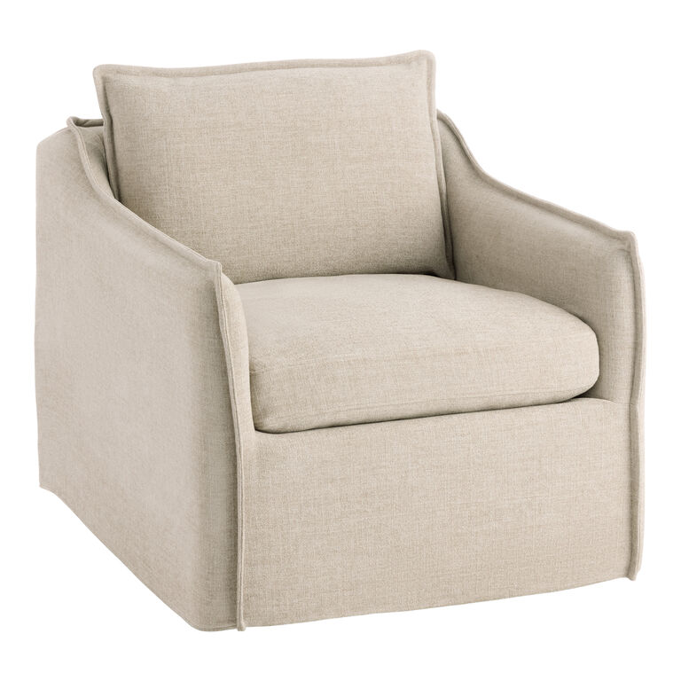 Eileen Textured Woven Slope Arm Slipcover Swivel Chair