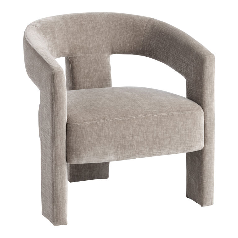 Eros Taupe Velvet Curved Upholstered Chair