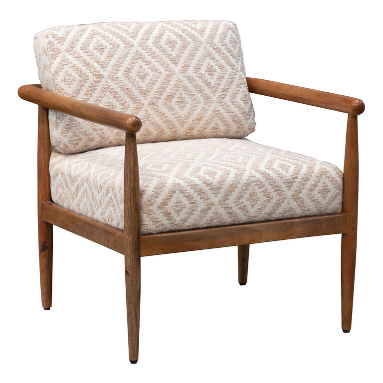 Kamal Brown and Cream Cotton Diamond Upholstered Chair