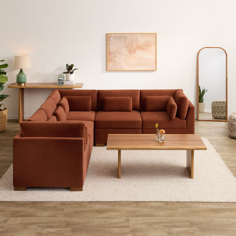 Montclair 5 Piece Square Modular Sectional Sofa with Storage