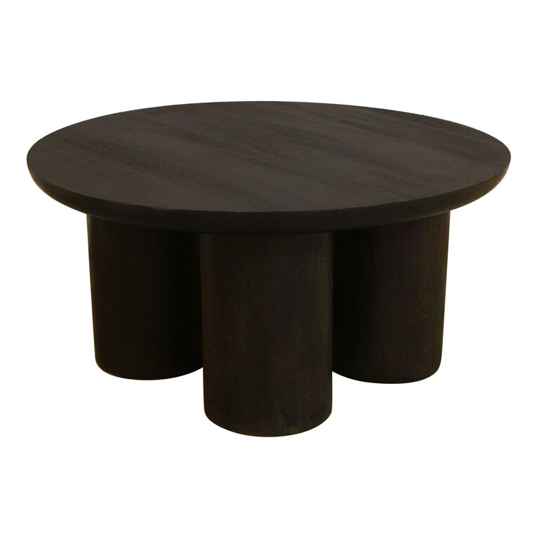 Pranav Round Deep Forest Brown Pillar Leg Coffee Table