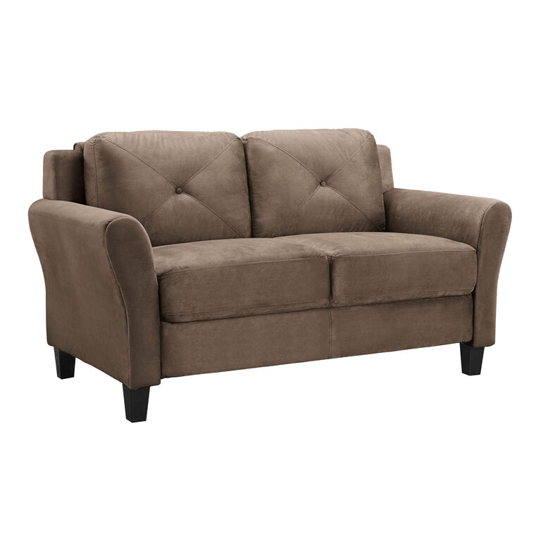 Renne Microfiber Tufted Roll Arm Loveseat